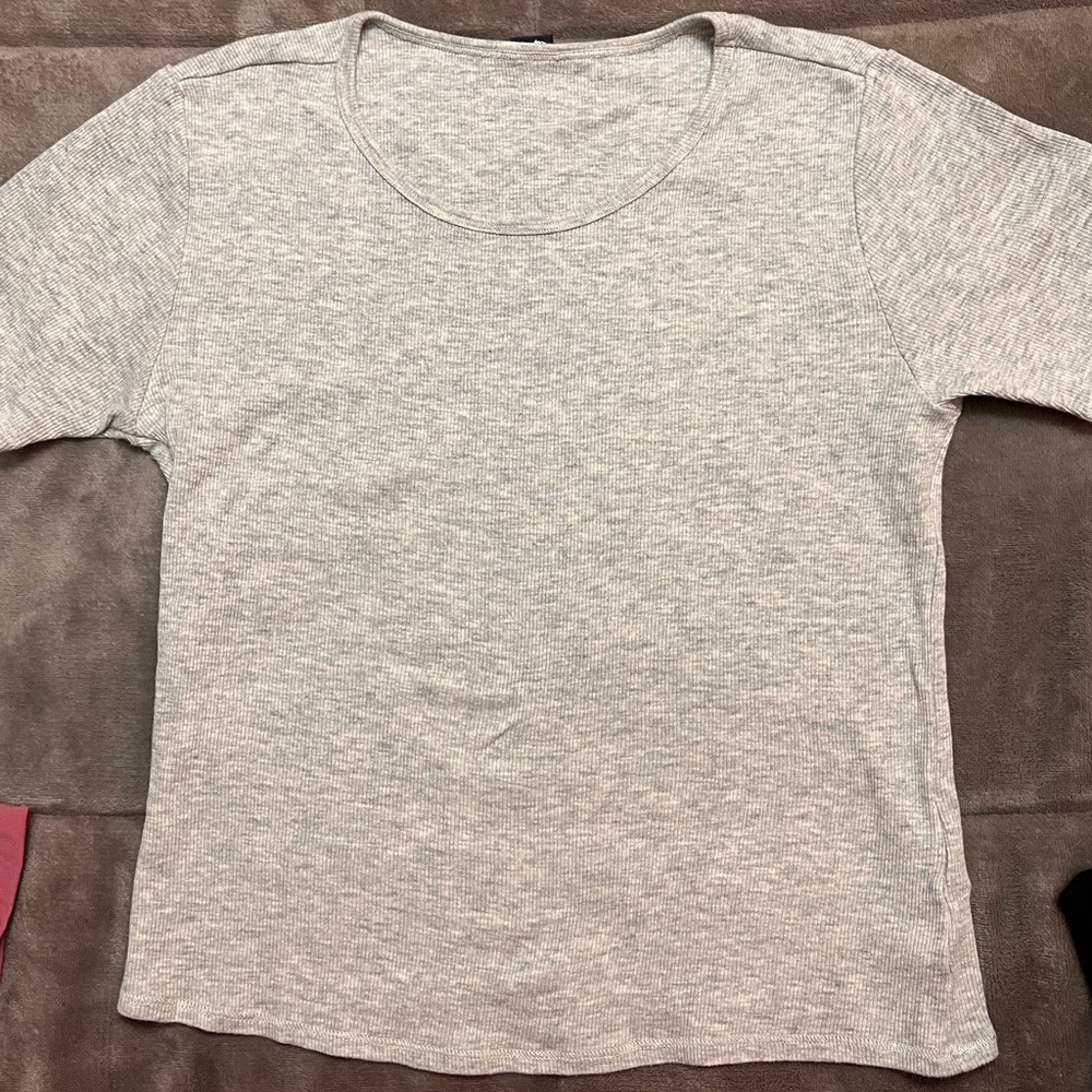 Gymshark Rib T-shirt, Stone Gray Marl, Medium
